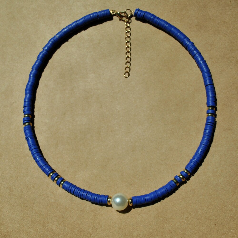 Pearl Necklace Soft Pottery Clay Resin Choker Necklace Colorful Surfer Beads Collar Handmade Femme Jewelry Gifts 2022