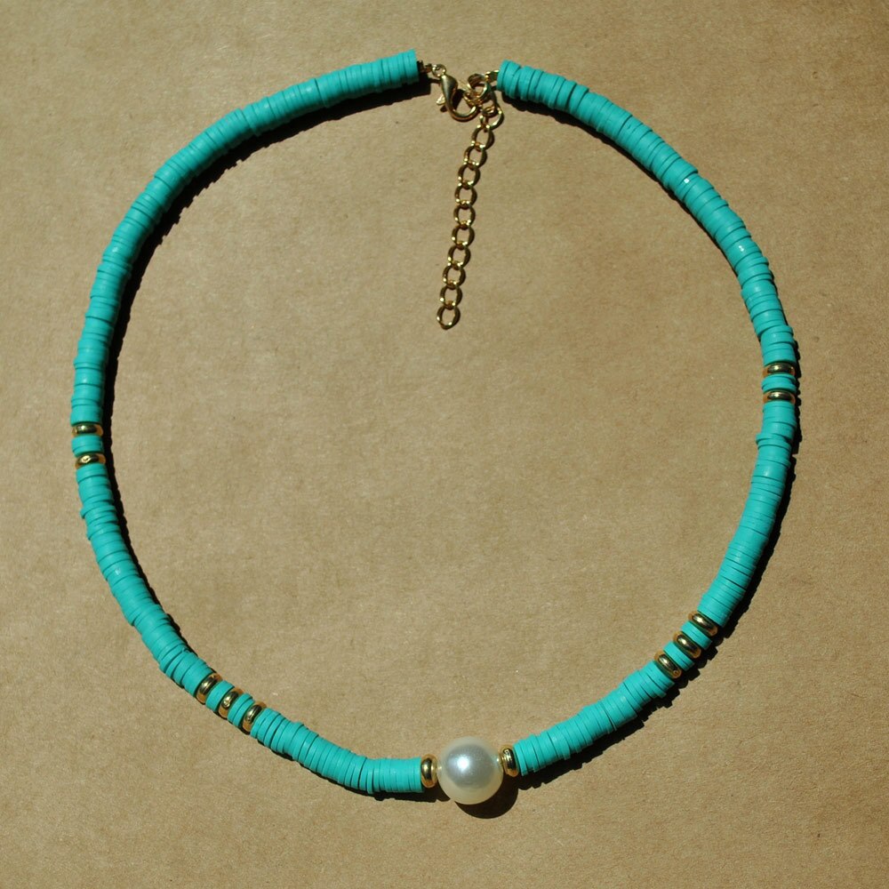 Pearl Necklace Soft Pottery Clay Resin Choker Necklace Colorful Surfer Beads Collar Handmade Femme Jewelry Gifts 2022