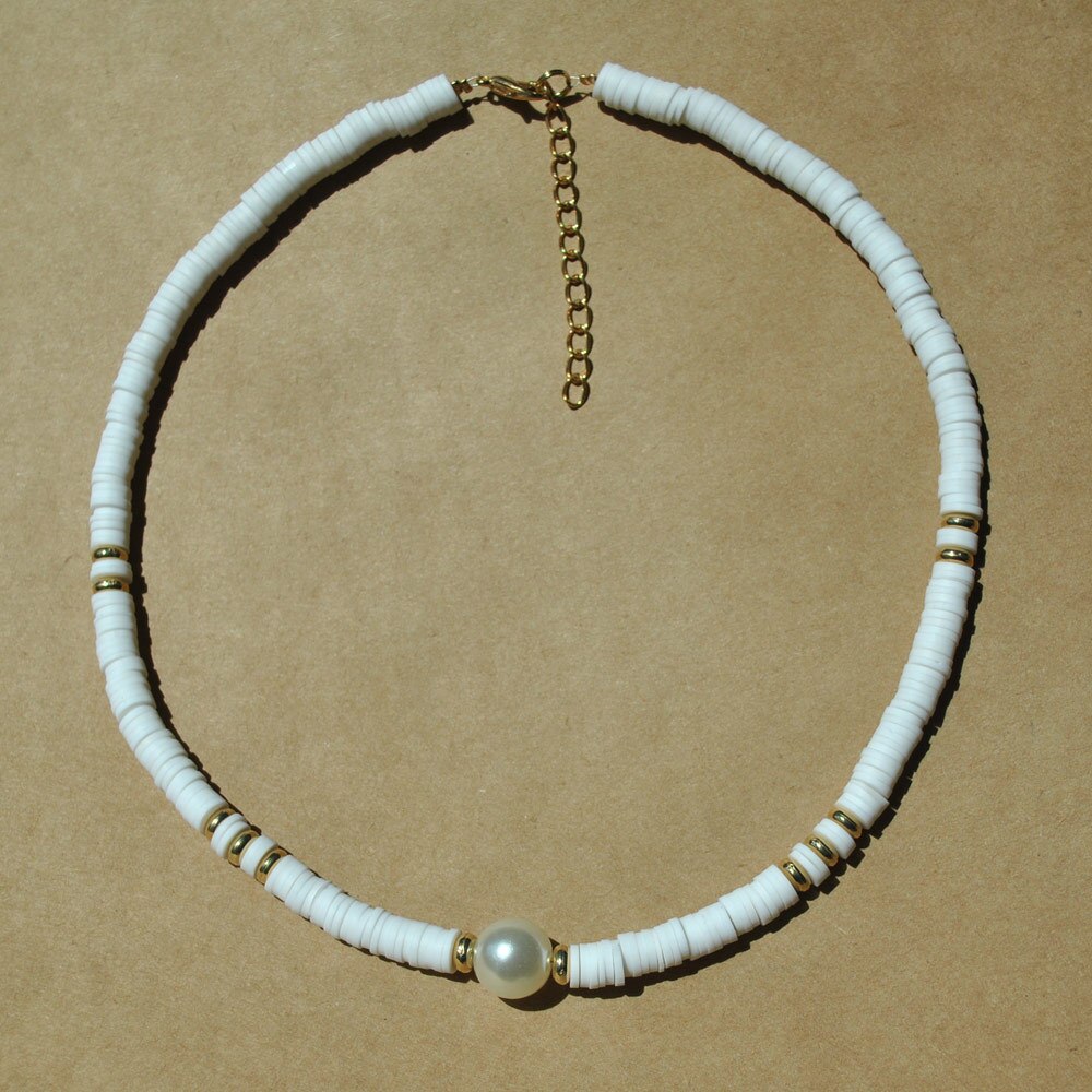 Pearl Necklace Soft Pottery Clay Resin Choker Necklace Colorful Surfer Beads Collar Handmade Femme Jewelry Gifts 2022