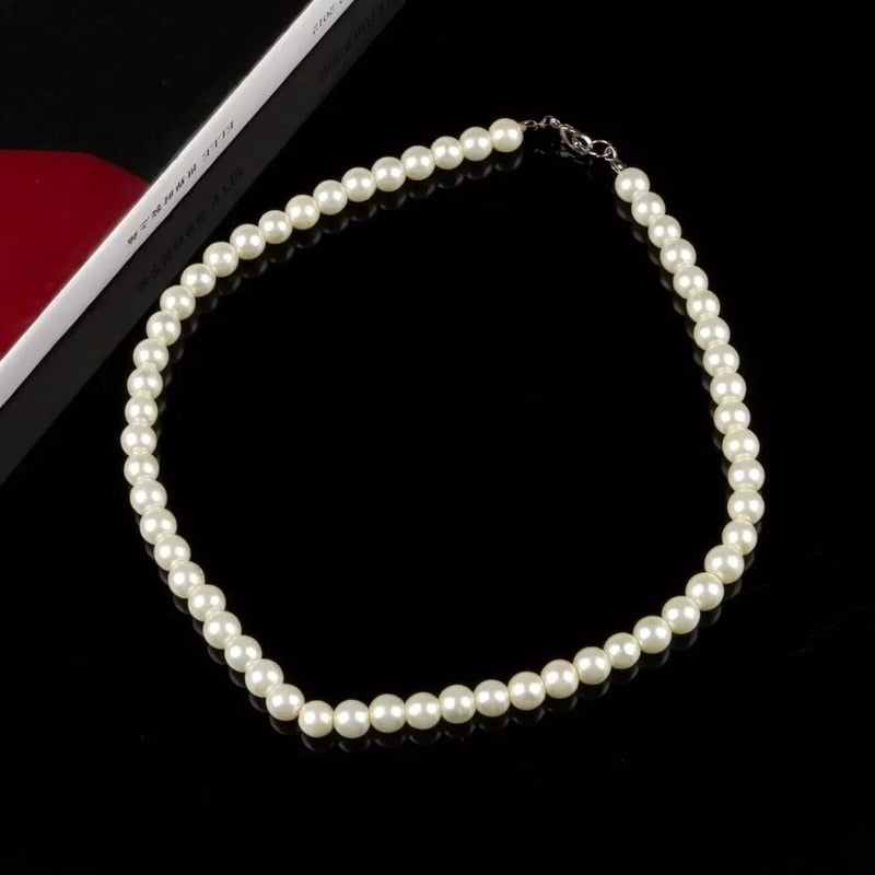 Pearl Necklaces for Women 8mm Simulated Pearl Chain Necklace Collier Femme Choker Wedding Bridal Jewelry Party Gifts
