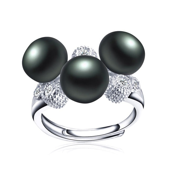 Pearl Ring Pearl 925 Sterling Sliver Wedding Ring Triple Pearls Women's Rings 5Colors Fashion Jewelry Engagement Ring