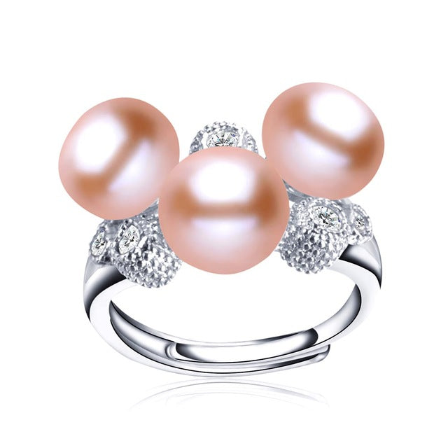 Pearl Ring Pearl 925 Sterling Sliver Wedding Ring Triple Pearls Women's Rings 5Colors Fashion Jewelry Engagement Ring
