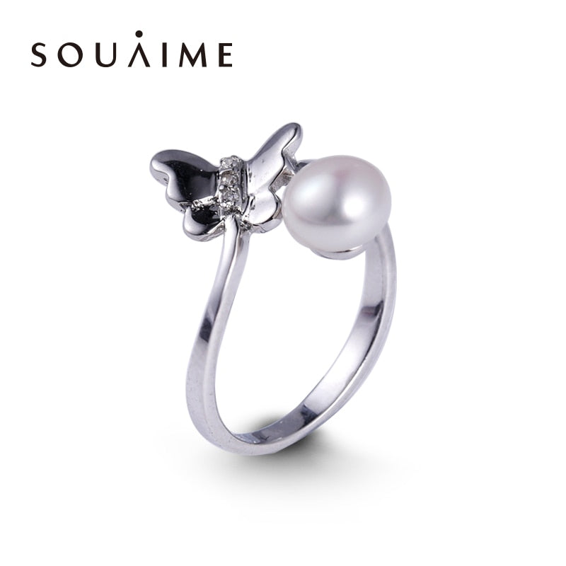 Pearl Rings 925 Sterling Silver For Women Gifts For March 7-8mm White Pearl Ring Fine Jewelry