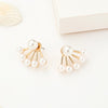 Pearl Stud Earrings Double-wearing Earrings 925 Sterling Silver Pin Sector Pearls Fine Jewelry Women's Trendy Fashion
