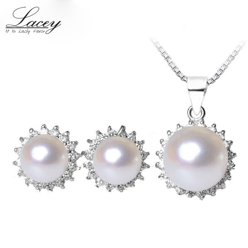 Pearl jewelry set,natural pearl pendant and earrings set for women,wedding jewelry pearl sets high quality best gifts