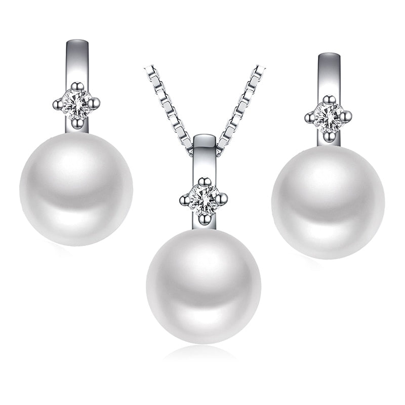 Pearl jewelry sets with 925 sterling silver earring and pearl pendant necklace brand fine jewelry best gift for women
