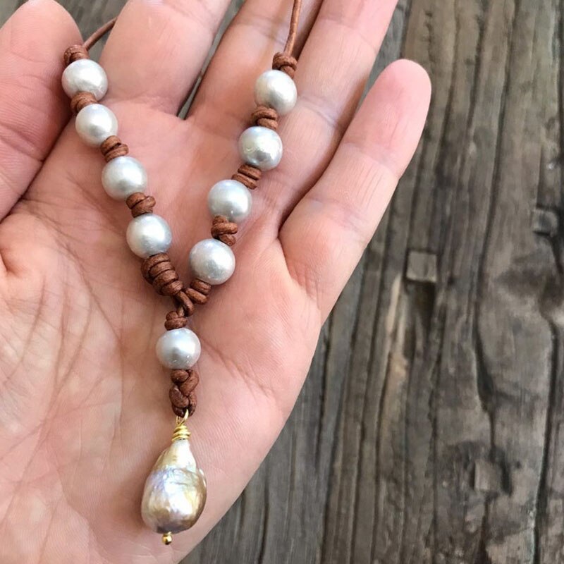 Pearls Y necklace,Barroque pearl pendant necklace,Real pearls necklace, Handmade choker necklace