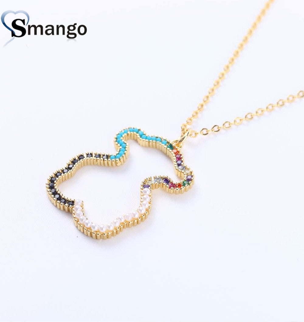 Pendant Necklace Jewelry  Bear Necklace for Women Zircon Inlaid with Pearl Collares Gold-chain Top Grade Quality Gift