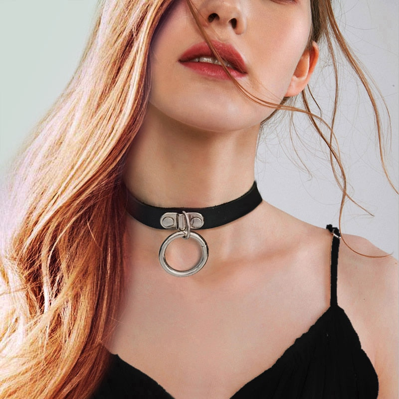 Pendant Necklace Sexy Collar Restraints Choker Neck Punk Gothic PU Leather Hip Hop Jewelry X630