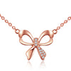 Pendant Necklace Silver 925 Bowknot Shape with Cz Rose Gold Link Chains For Women HN020