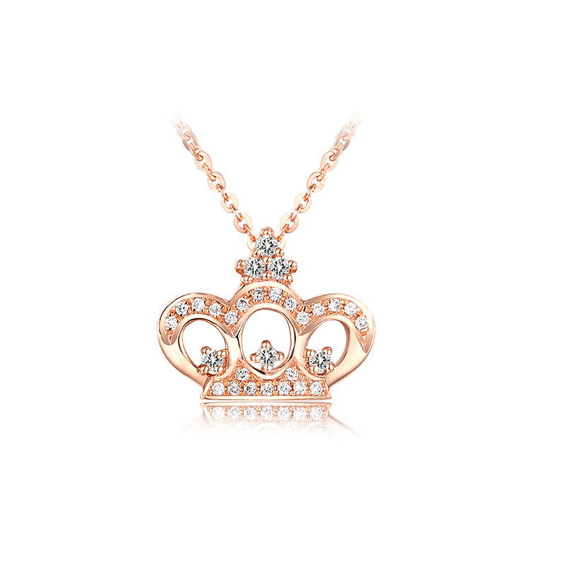 Pendant Necklace Silver 925 Crown Shape Diy Rose Gold Color Chains For Women HN018