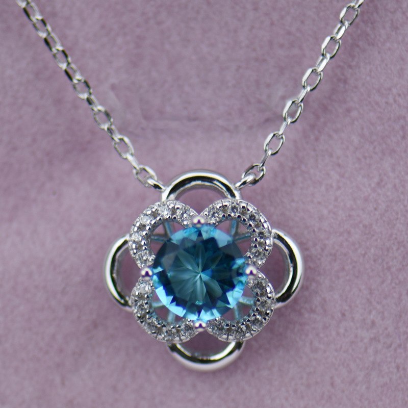 Pendant Necklace Silver 925 Flower More Color Big Cz Chains Necklace For Women HN021