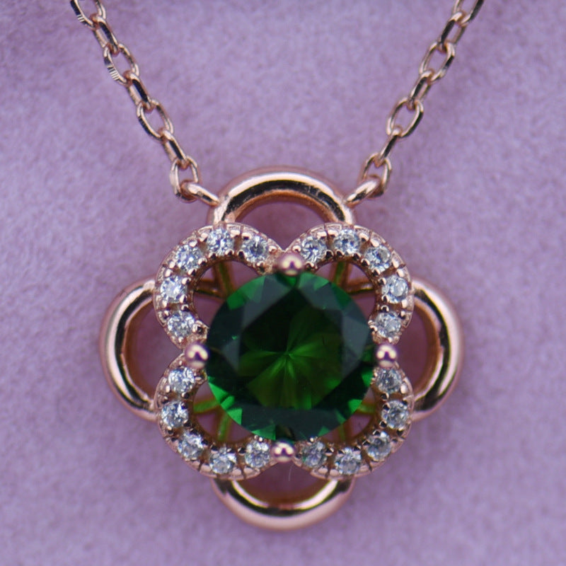 Pendant Necklace Silver 925 Flower More Color Big Cz Chains Necklace For Women HN021
