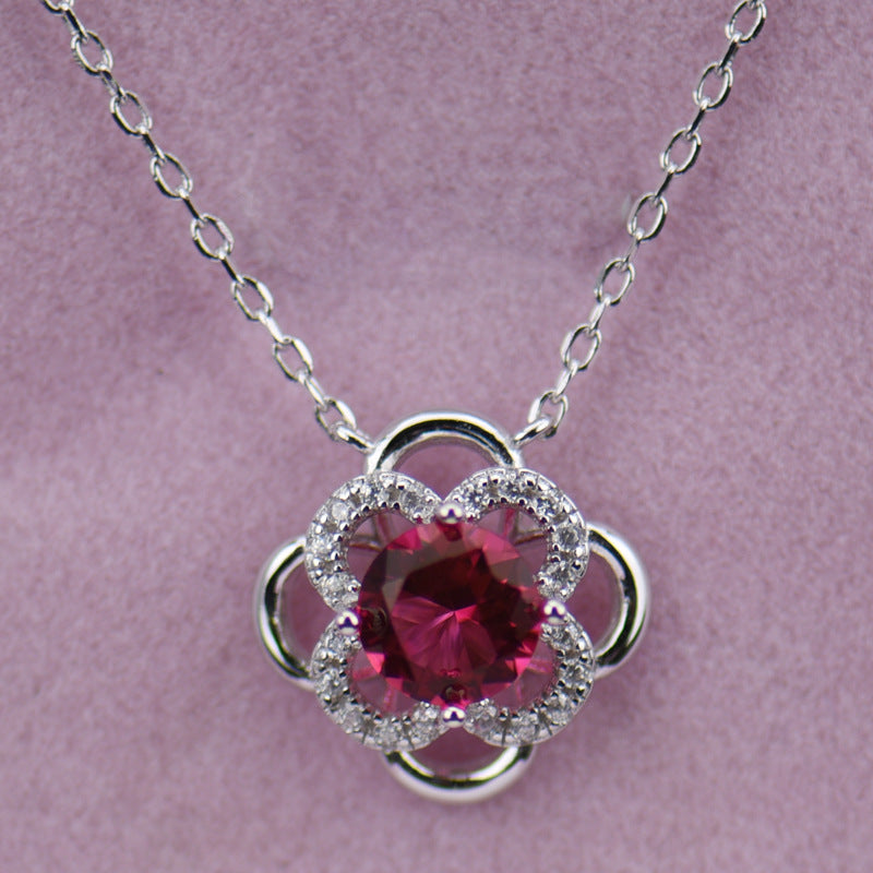 Pendant Necklace Silver 925 Flower More Color Big Cz Chains Necklace For Women HN021