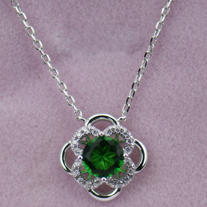 Pendant Necklace Silver 925 Flower More Color Big Cz Chains Necklace For Women HN021