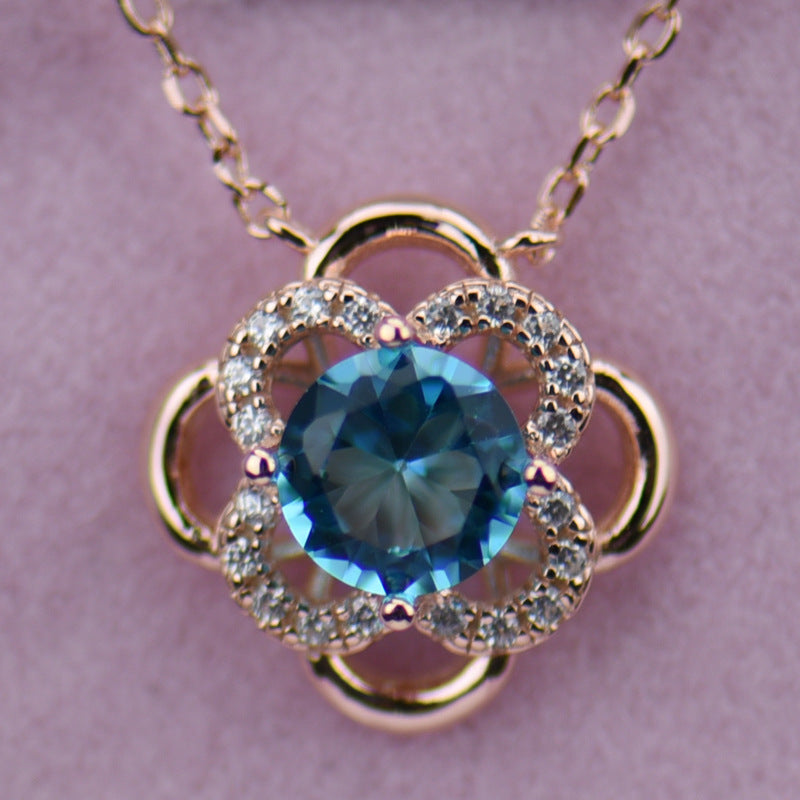 Pendant Necklace Silver 925 Flower More Color Big Cz Chains Necklace For Women HN021