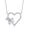 Pendant Necklace Silver 925 Heart Shape with Rose Gold Bowknot Chains For Women HN023