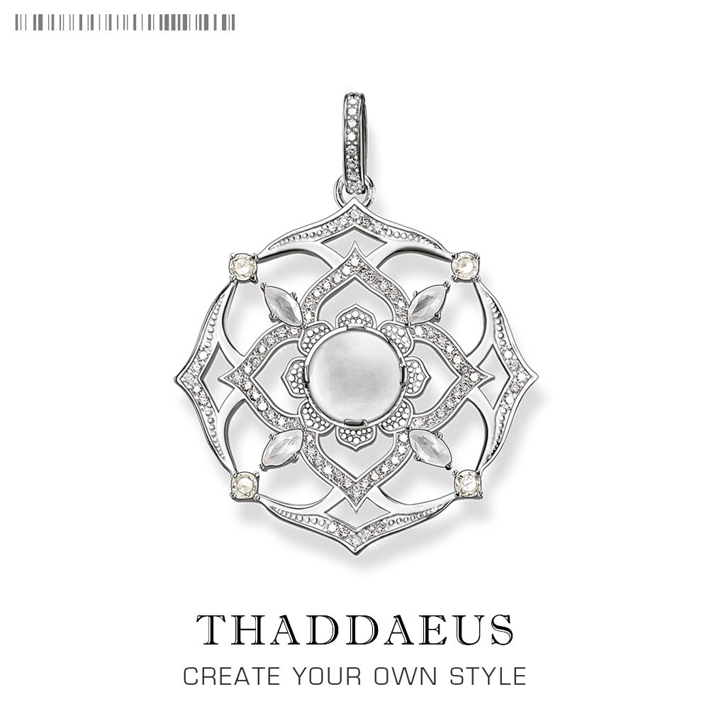 Pendant White Lotus,2021 Brand Vintage Jewelry Europe Bijoux Accessories 925 Sterling Silver Gift For  Soul Woman
