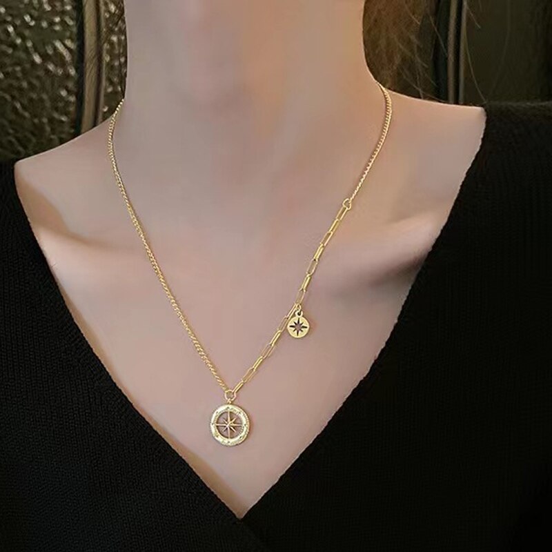 Pentagram Pendants Gold Women Choker Necklace Aesthetic Designer Korean Jewelry  Items GaaBou Jewellery