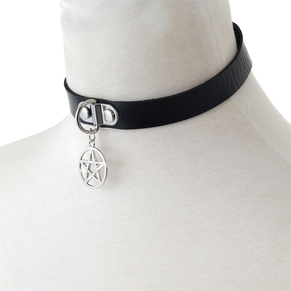 Pentagram Punk Choker Aesthetic Egirl Emo Cool Collar For Girl Goth Necklace  Neck Strap Cosplay Chocker Gothic Accessories