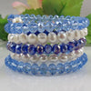 Perfect Natural Pearl Crystal Beads Bracelet, 8-9MM 5Rows Pearl Blue Crystal Wedding Birthd Lady's Jewelry