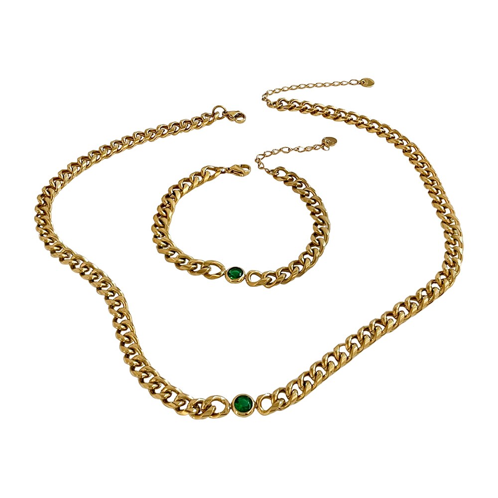 Peri'sBox Gold Color Stainless Steel Chain Necklace With Zirconia Hip Hop Thick Chunky Choker Acero Inoxidable Bijoux 2022