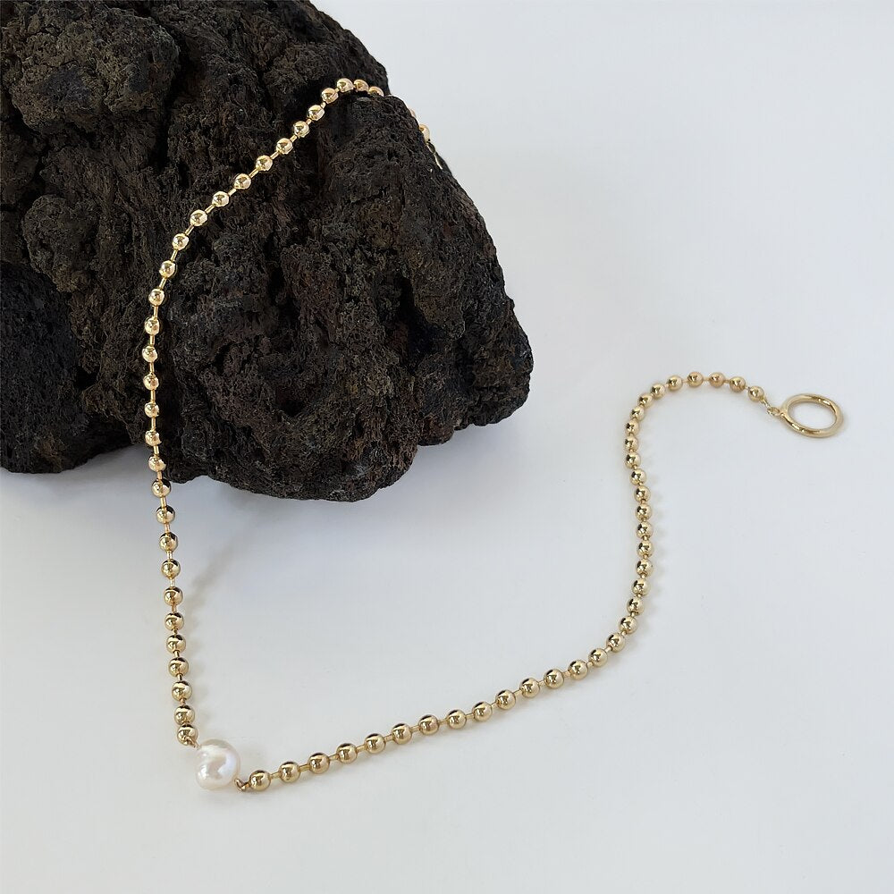 Peri'sBox Heart Oval Round Evil Eyes Shell Pearls Charm Necklace For Women Gold Color Brass Beads Choker With OT Toggle Clasp