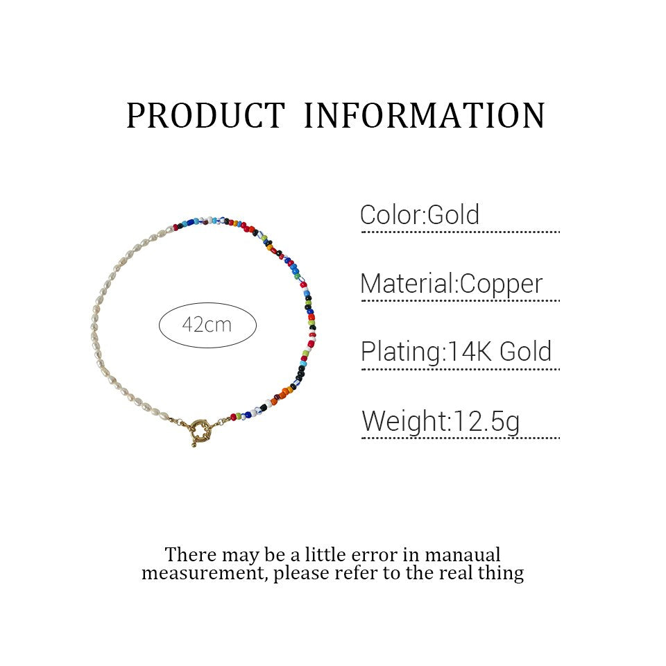 Peri'sBox Trendy Asymmetric Colorful Acrylic Bead Pearl Choker For Women Boho Freshwater Pearl Toggle Clasp Necklaces