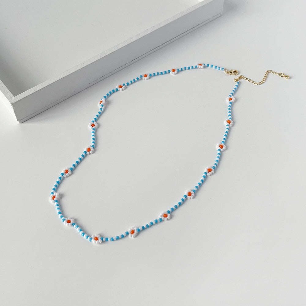 Peri'sBox White Freshwater Pearl Necklace For Women Colored Glaze Evil Eyes Bead Pearl Necklace Personality Summer Party Jewelry