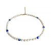 Peri'sBox White Freshwater Pearl Necklace For Women Colored Glaze Evil Eyes Bead Pearl Necklace Personality Summer Party Jewelry