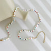 Peri'sbox Barquoe Freshwater Pearl Rainbow Beaded Choker Necklace Seed Beads Smiley Ying Yang Evil Eye Necklaces Boho Summer