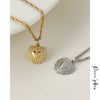 Peri'sbox Vintage Romantic Textured Heart Pendant Necklaces Dainty Waterproof Stainless Steel Choker Bijoux Party Gifts