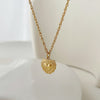 Peri'sbox Vintage Romantic Textured Heart Pendant Necklaces Dainty Waterproof Stainless Steel Choker Bijoux Party Gifts