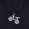 Personality Antique Silver Color Bicycle Pendant Bike Charm Leather Necklace for Women Men Cycling Jewelry Gifts Accessories