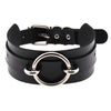 Personality BDSM punk brother character sense men and women round double leather collar neck strap neck set necklace