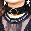Personality BDSM punk brother character sense men and women round double leather collar neck strap neck set necklace