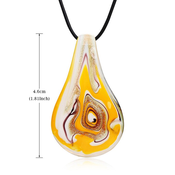 Personality Colored Glaze Waterdrop Big Pendant Necklace Long Ethnic Murano Glass Pendant Statement Necklace for Women Jewelry
