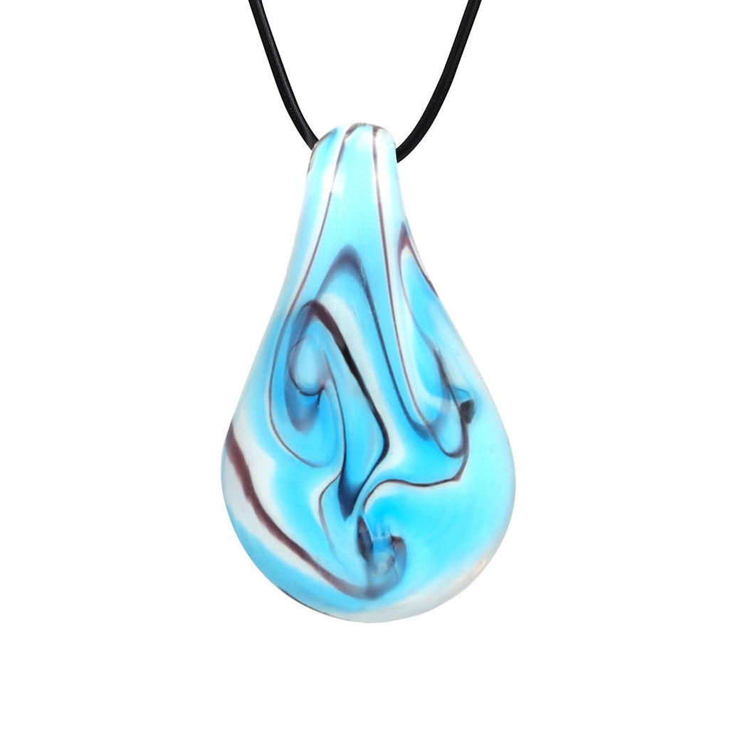 Personality Colored Glaze Waterdrop Big Pendant Necklace Long Ethnic Murano Glass Pendant Statement Necklace for Women Jewelry