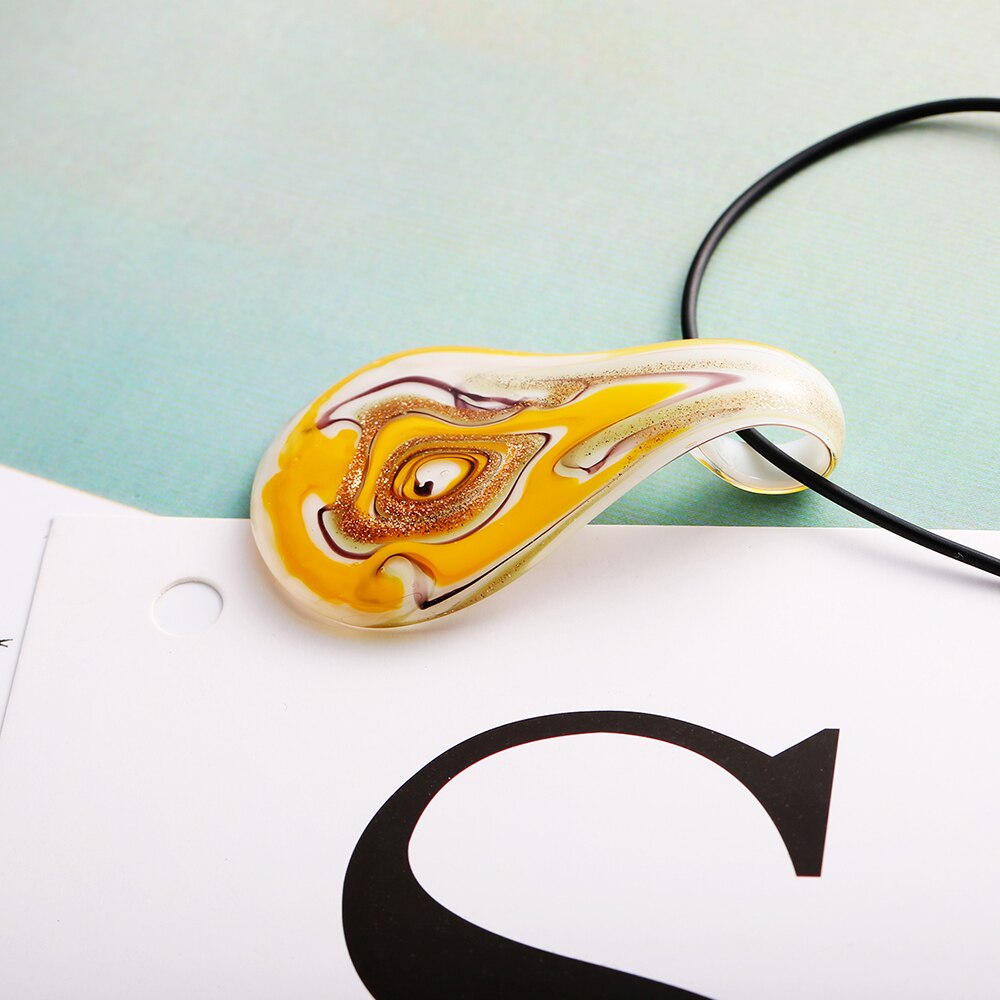 Personality Colored Glaze Waterdrop Big Pendant Necklace Long Ethnic Murano Glass Pendant Statement Necklace for Women Jewelry