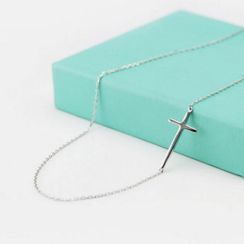 Personality Cross Female Short Paragraph 925 Sterling Silver Jewelry Sweet Simple Wild Pendant Necklace H103