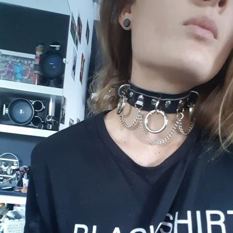 Personality Exaggeration Choker Necklace Women Black Nightclub Necklaces Punk Vintage Choker Femme Necklace Lady Leather