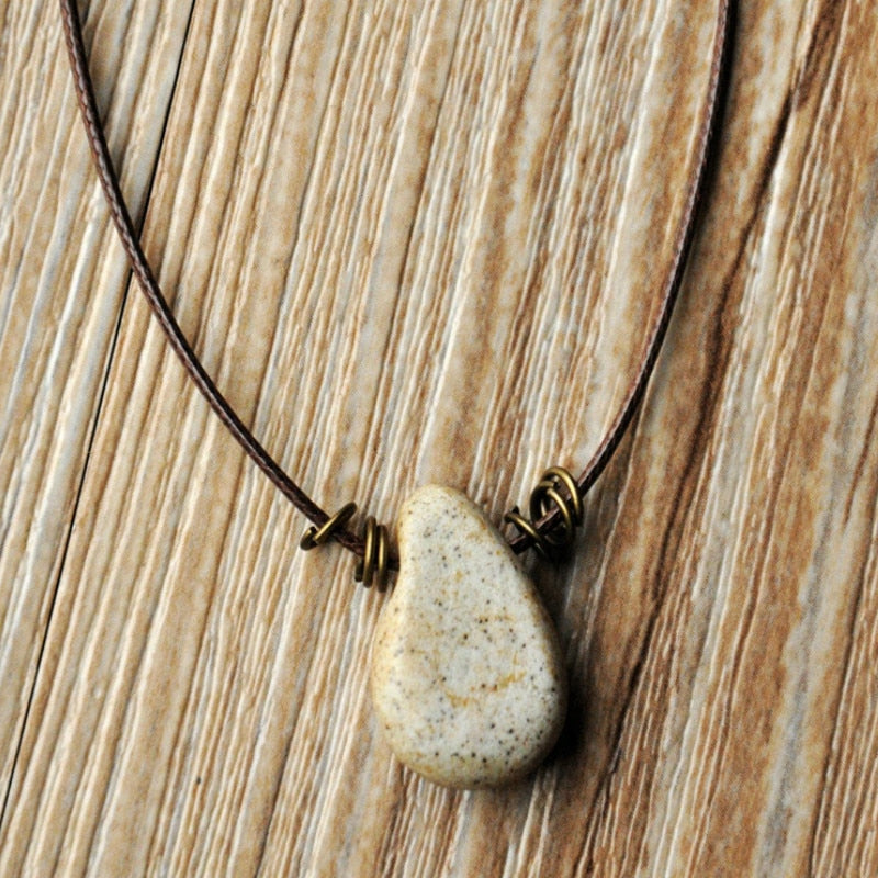 Personality Hand-kneaded Ceramic Flower Pendant Necklace Simple Vintage Ethnic Style Jewelry Girl Women's Accessories