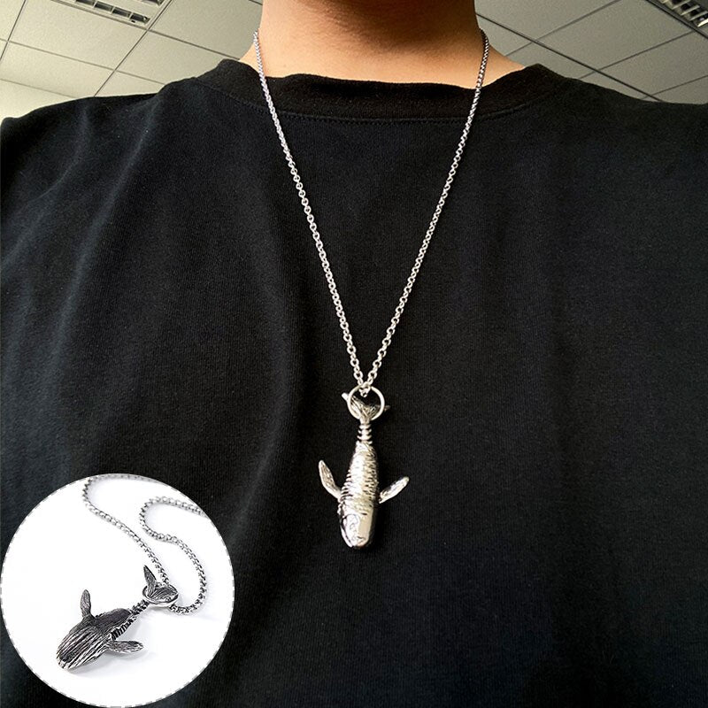Personality Pendant Necklace Vintage Classic Chain Creative Unisex Sweater Chain Hiphop Whale Shaped Necklaces Jewerly