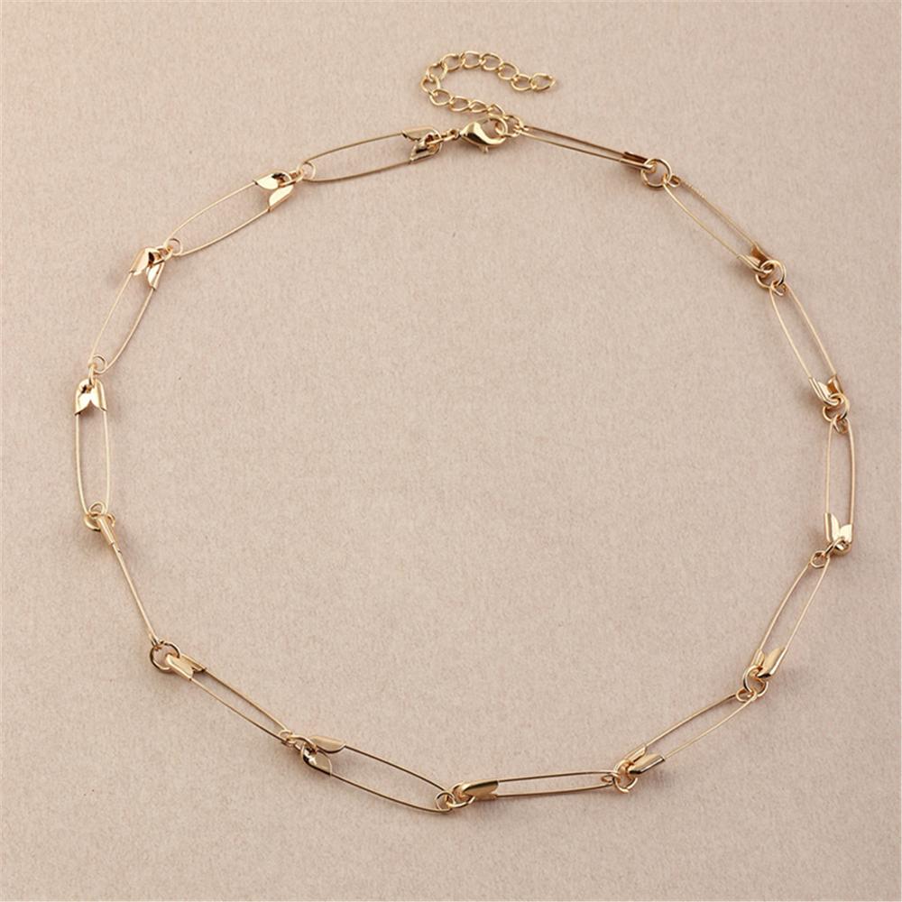 Personality Punk Safety Pin Choker Necklace for Women Girl Hip Hop Paperclip Collar Clavicle Necklace Rock Jewelry Gift