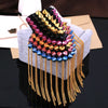 Personality Retro Studded Brooch Epaulet Punk Point Tapered Rivet Tassel Epaulettes Shoulder Bag Jacket Decor