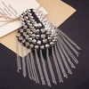 Personality Retro Studded Brooch Epaulet Punk Point Tapered Rivet Tassel Epaulettes Shoulder Bag Jacket Decor