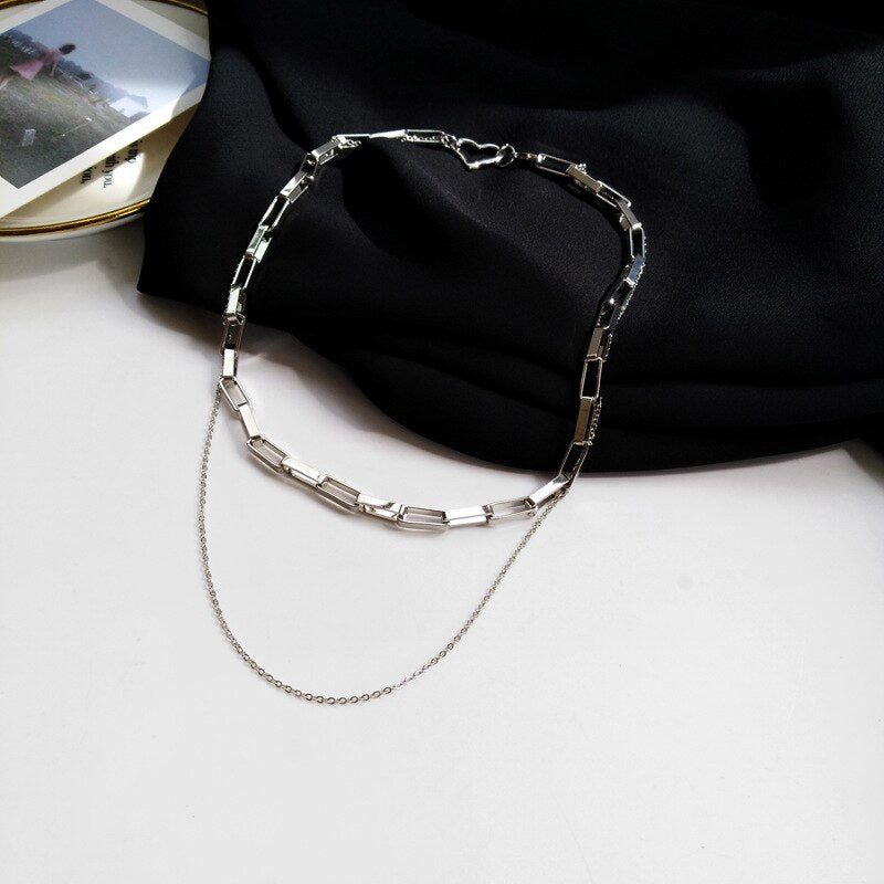 Personality Statement Layered Necklace Hiphop Creative Short Sweater Collarbone Chain Aesthetic Jewelry Initial Charms For Women