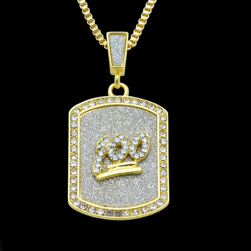 Personality hip hop men's 100 points military dog tag pendant necklace  jewelry carry