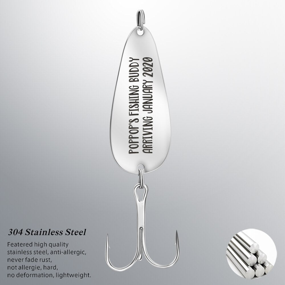 Personalize  Gift Fishing Hooks -Custom  Words - Free Engraving  25*60MM Trident, Hook Size: 35MM