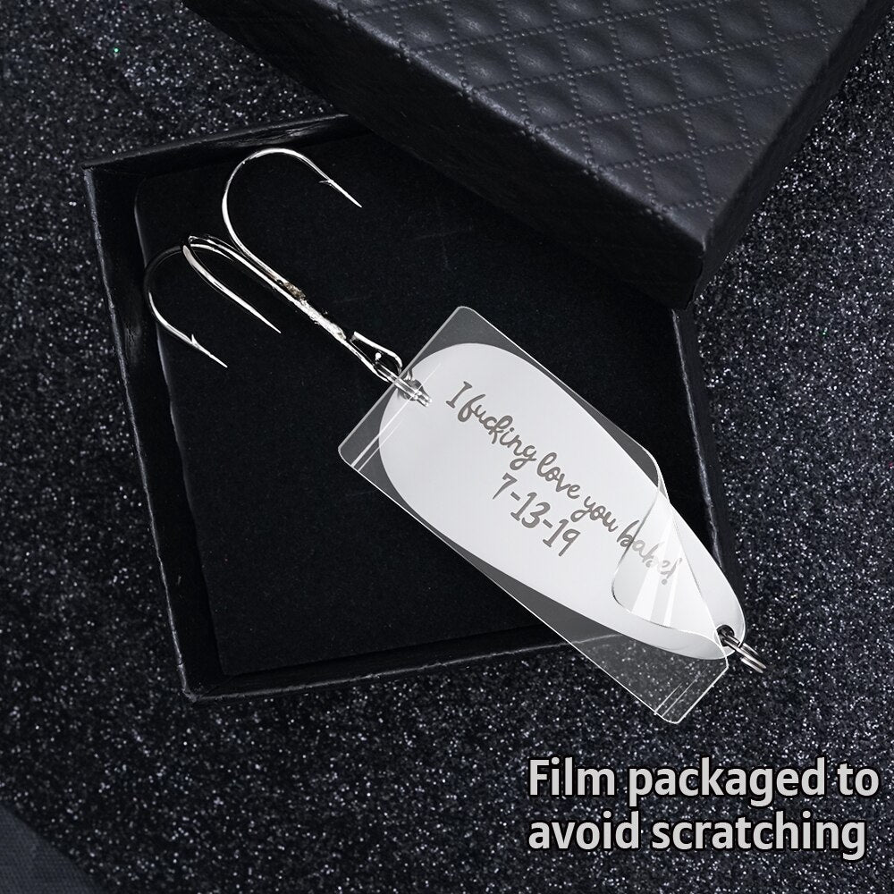 Personalize  Gift Fishing Hooks -Custom  Words - Free Engraving  25*60MM Trident, Hook Size: 35MM